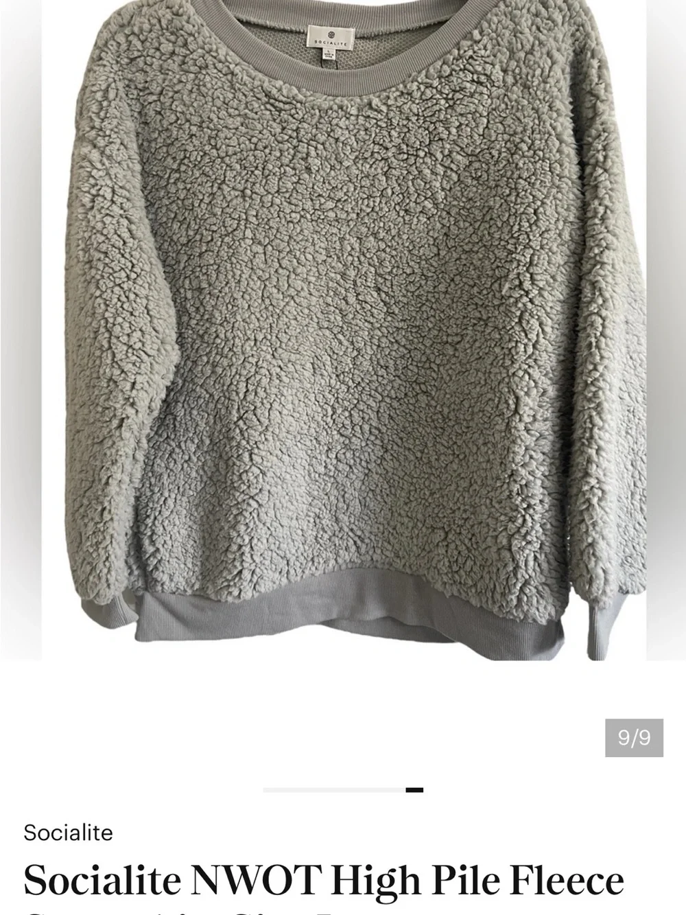 Socialite NWOT High Pile Fleece Sweatshirt Size Large